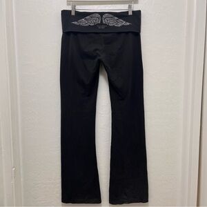 Y2K Victoria's Secret Fold Over Flare Yoga Pants Angel Wings
